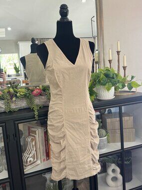 Wearables Khaki Woven/Knit Dress w/Ruched Sides - Size S